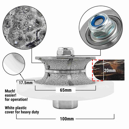 NBB Fresas para corte de chaflanes de diamante Rueda perfiladora diamante con guía cubierta más grande y M14 broca para perfilar porcelana baldosa cerámica granito mármol piedra (Full-Bullnose)