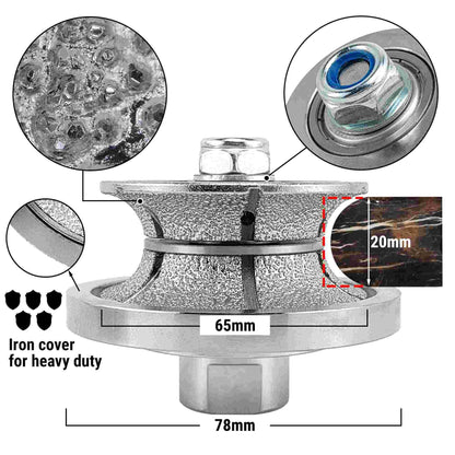 NBB Rueda de perfil de diamante fresa de enrutador de diamante con cubierta de hierro broca para perfilar porcelana baldosa cerámica granito mármol piedra para amoladora angular (Full Bullnose))