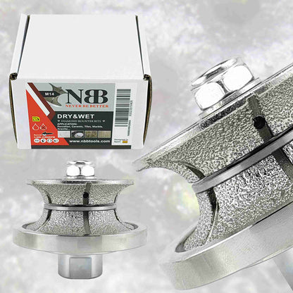 NBB Rueda de perfil de diamante fresa de enrutador de diamante con cubierta de hierro broca para perfilar porcelana baldosa cerámica granito mármol piedra para amoladora angular (Full Bullnose))
