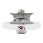 NBB Fresas para corte de chaflanes de diamante Rueda perfiladora diamante con guía cubierta más grande y M14 broca para perfilar porcelana baldosa cerámica granito mármol piedra (Full-Bullnose)