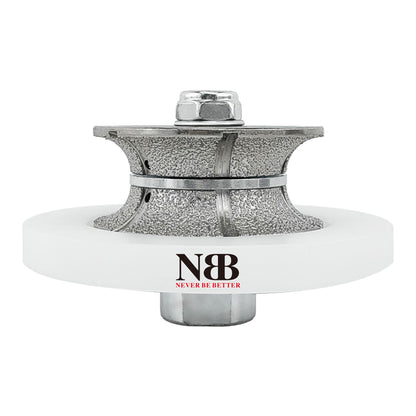 NBB Fresas para corte de chaflanes de diamante Rueda perfiladora diamante con guía cubierta más grande y M14 broca para perfilar porcelana baldosa cerámica granito mármol piedra (Full-Bullnose)