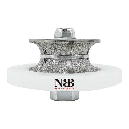 NBB Fresas para corte de chaflanes de diamante Rueda perfiladora diamante con guía cubierta más grande y M14 broca para perfilar porcelana baldosa cerámica granito mármol piedra (Full-Bullnose)