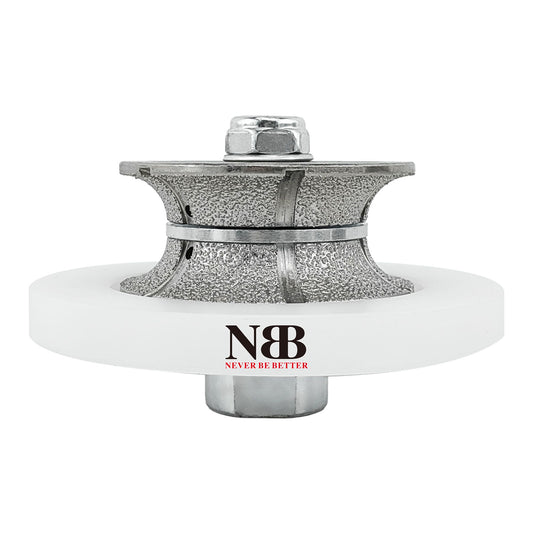 NBB Fresas para corte de chaflanes de diamante Rueda perfiladora diamante con guía cubierta más grande y M14 broca para perfilar porcelana baldosa cerámica granito mármol piedra (Full-Bullnose)