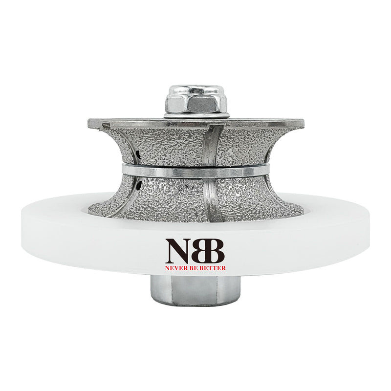NBB Fresas para corte de chaflanes de diamante Rueda perfiladora diamante con guía cubierta más grande y M14 broca para perfilar porcelana baldosa cerámica granito mármol piedra (Full-Bullnose)