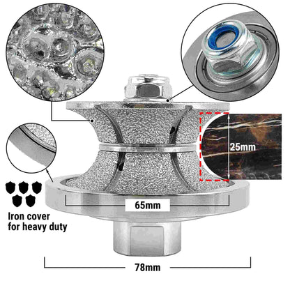 NBB Rueda de perfil de diamante fresa de enrutador de diamante con cubierta de hierro broca para perfilar porcelana baldosa cerámica granito mármol piedra para amoladora angular (Full Bullnose))