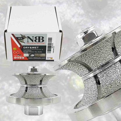 NBB Rueda de perfil de diamante fresa de enrutador de diamante con cubierta de hierro broca para perfilar porcelana baldosa cerámica granito mármol piedra para amoladora angular (Full Bullnose))
