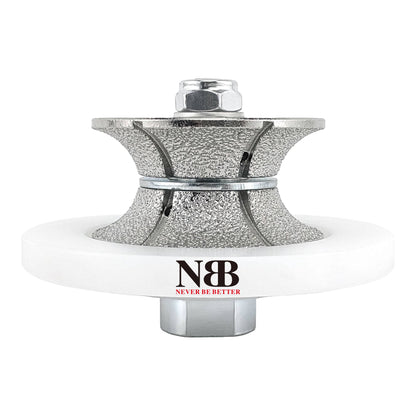 NBB Fresas para corte de chaflanes de diamante Rueda perfiladora diamante con guía cubierta más grande y M14 broca para perfilar porcelana baldosa cerámica granito mármol piedra (Full-Bullnose)