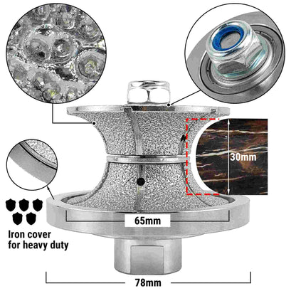 NBB Rueda de perfil de diamante fresa de enrutador de diamante con cubierta de hierro broca para perfilar porcelana baldosa cerámica granito mármol piedra para amoladora angular (Full Bullnose))