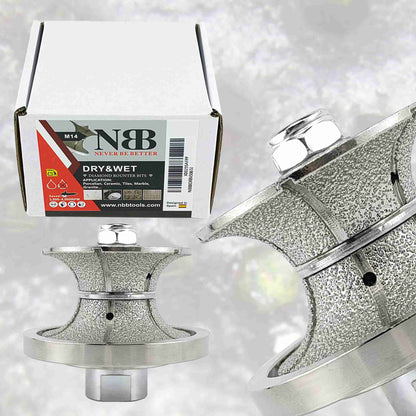 NBB Rueda de perfil de diamante fresa de enrutador de diamante con cubierta de hierro broca para perfilar porcelana baldosa cerámica granito mármol piedra para amoladora angular (Full Bullnose))