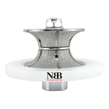 NBB Fresas para corte de chaflanes de diamante Rueda perfiladora diamante con guía cubierta más grande y M14 broca para perfilar porcelana baldosa cerámica granito mármol piedra (Full-Bullnose)