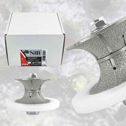 NBB Fresas para corte de chaflanes de diamante Rueda perfiladora diamante con guía cubierta más grande y M14 broca para perfilar porcelana baldosa cerámica granito mármol piedra (Full-Bullnose)