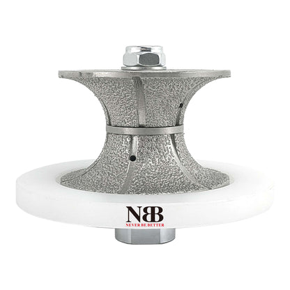 NBB Fresas para corte de chaflanes de diamante Rueda perfiladora diamante con guía cubierta más grande y M14 broca para perfilar porcelana baldosa cerámica granito mármol piedra (Full-Bullnose)