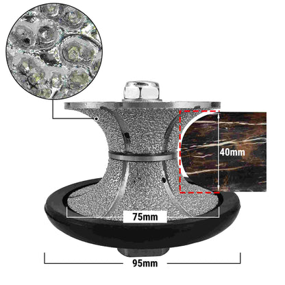NBB Rueda de perfil de diamante, fresa de enrutador de diamante, broca para perfilar la porcelana baldosas cerámica granito mármol piedra, fácil de usar en amoladora angular (V Full-Bullnose)