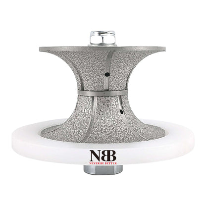 NBB Fresas para corte de chaflanes de diamante Rueda perfiladora diamante con guía cubierta más grande y M14 broca para perfilar porcelana baldosa cerámica granito mármol piedra (Full-Bullnose)