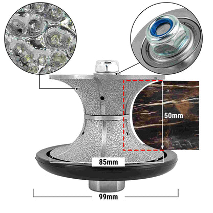 NBB Rueda de perfil de diamante, fresa de enrutador de diamante, broca para perfilar la porcelana baldosas cerámica granito mármol piedra, fácil de usar en amoladora angular (V Full-Bullnose)