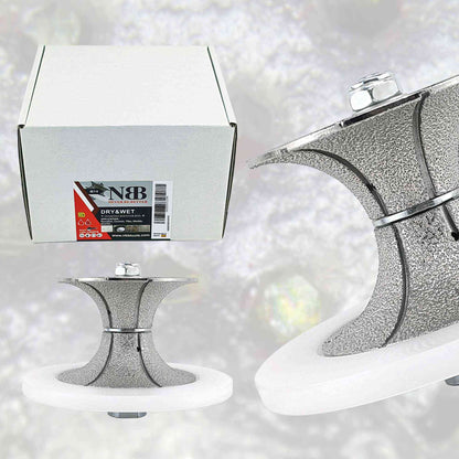 NBB Fresas para corte de chaflanes de diamante Rueda perfiladora diamante con guía cubierta más grande y M14 broca para perfilar porcelana baldosa cerámica granito mármol piedra (Full-Bullnose)