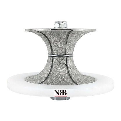 NBB Fresas para corte de chaflanes de diamante Rueda perfiladora diamante con guía cubierta más grande y M14 broca para perfilar porcelana baldosa cerámica granito mármol piedra (Full-Bullnose)