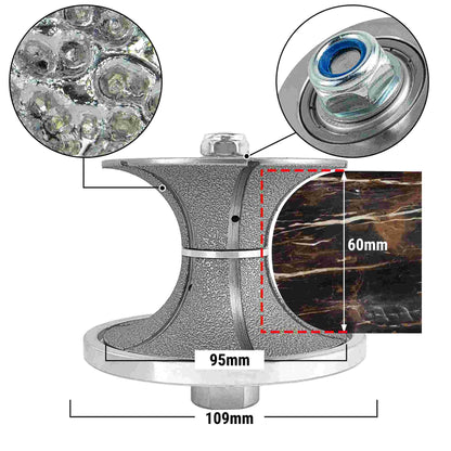 NBB Rueda de perfil de diamante, fresa de enrutador de diamante, broca para perfilar la porcelana baldosas cerámica granito mármol piedra, fácil de usar en amoladora angular (V Full-Bullnose)