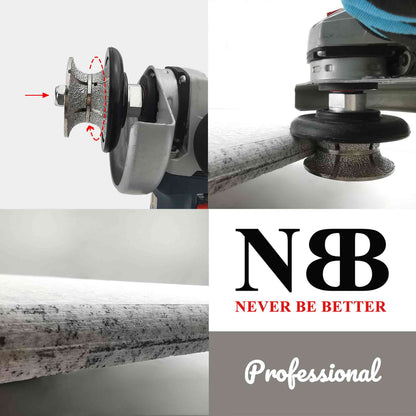 NBB Rueda de perfil de diamante, fresa de enrutador de diamante, broca para perfilar la porcelana baldosas cerámica granito mármol piedra, fácil de usar en amoladora angular (V Full-Bullnose)