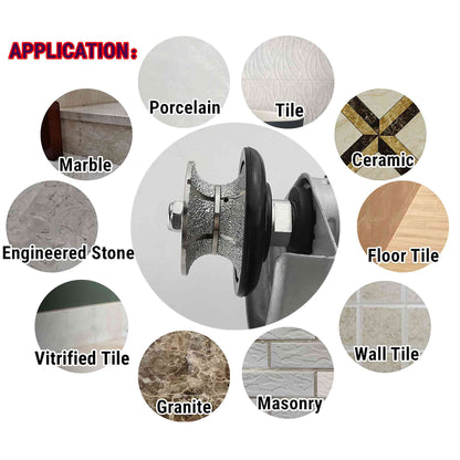 NBB Rueda de perfil de diamante, fresa de enrutador de diamante, broca para perfilar la porcelana baldosas cerámica granito mármol piedra, fácil de usar en amoladora angular (V Full-Bullnose)