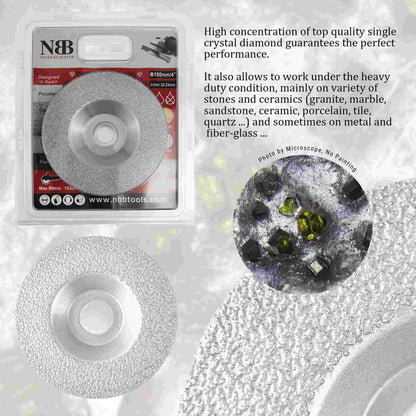 Disque diamanté soudé NBB : durée de vie et efficacité optimales pour le polissage et la découpe du granit, du marbre, du carrelage, de la céramique et de la porcelaine. Meuleuse d'angle (taille moyenne).