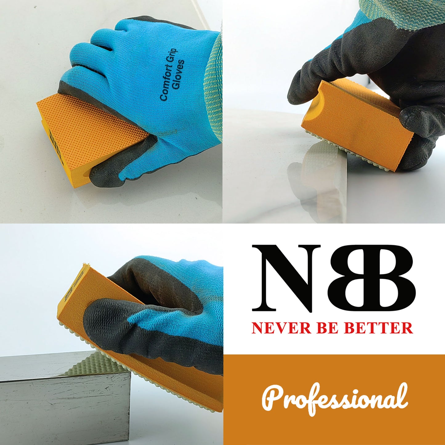 NBB Almohadilla diamantada para lijar y pulir a Mano con Diamante galvanizado para Piedra, mármol, Granito, cerámica, azulejo, Vidrio, con Almohadilla de Esponja Flexible