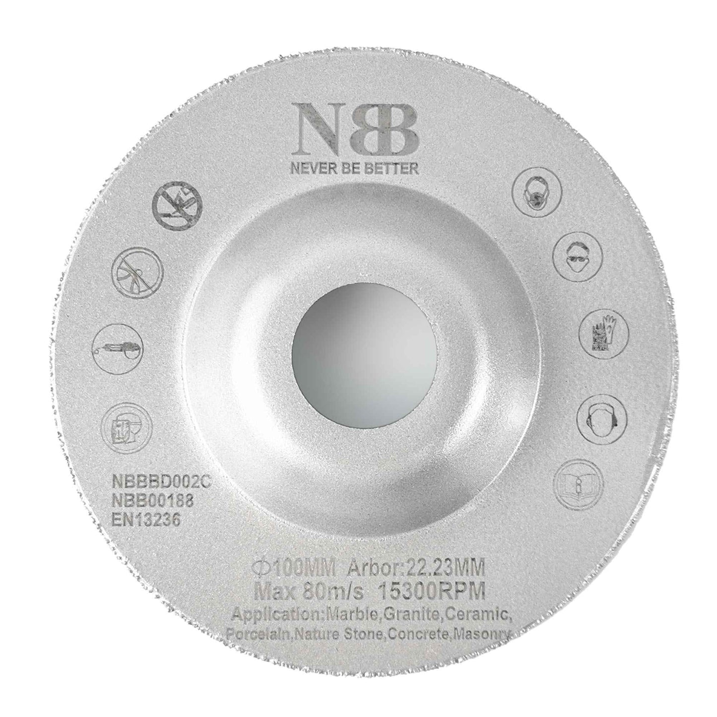 Disque diamanté soudé NBB : durée de vie et efficacité optimales pour le polissage et la découpe du granit, du marbre, du carrelage, de la céramique et de la porcelaine. Meuleuse d'angle (taille moyenne).