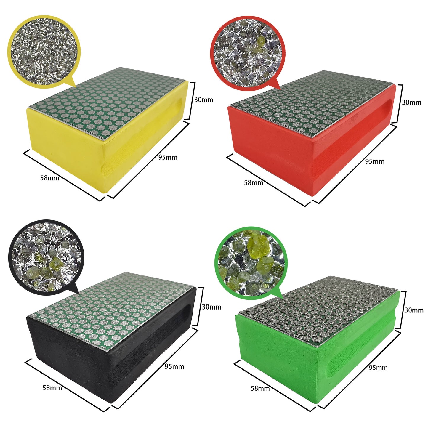 NBB Almohadilla diamantada para lijar y pulir, bloques diamante de lijado/pulido, almohadillas a mano de diamante con respaldo de espuma para moliendar granito, mármol, piedra