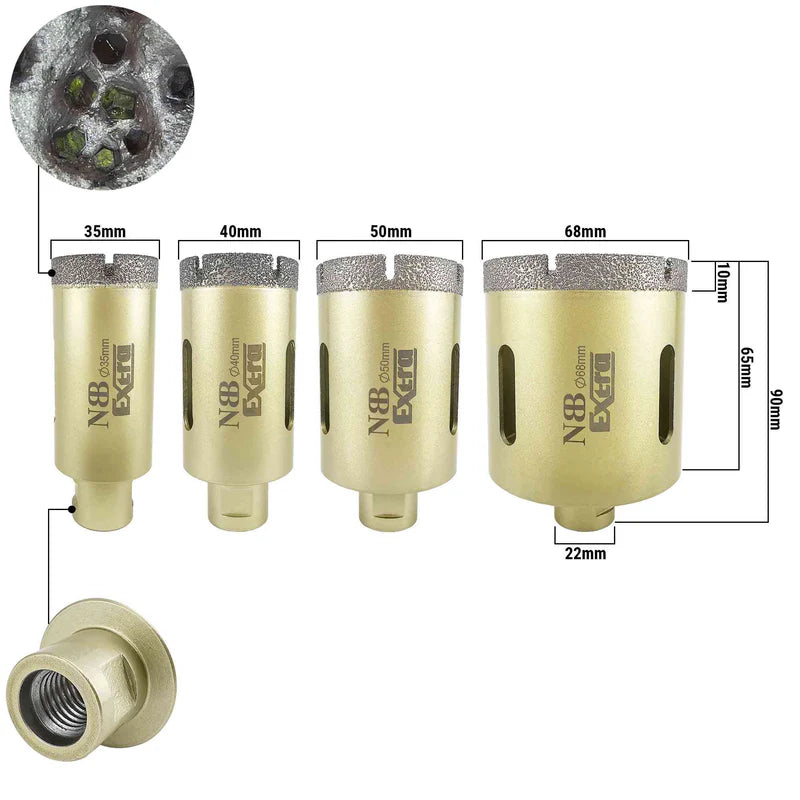 NBB Broca de diamante con M14 corona diamante para taladrar en seco y en húmedo profesionalmente en porcelana dura cerámica baldosas granito mármol azulejo para Amoladora Angular